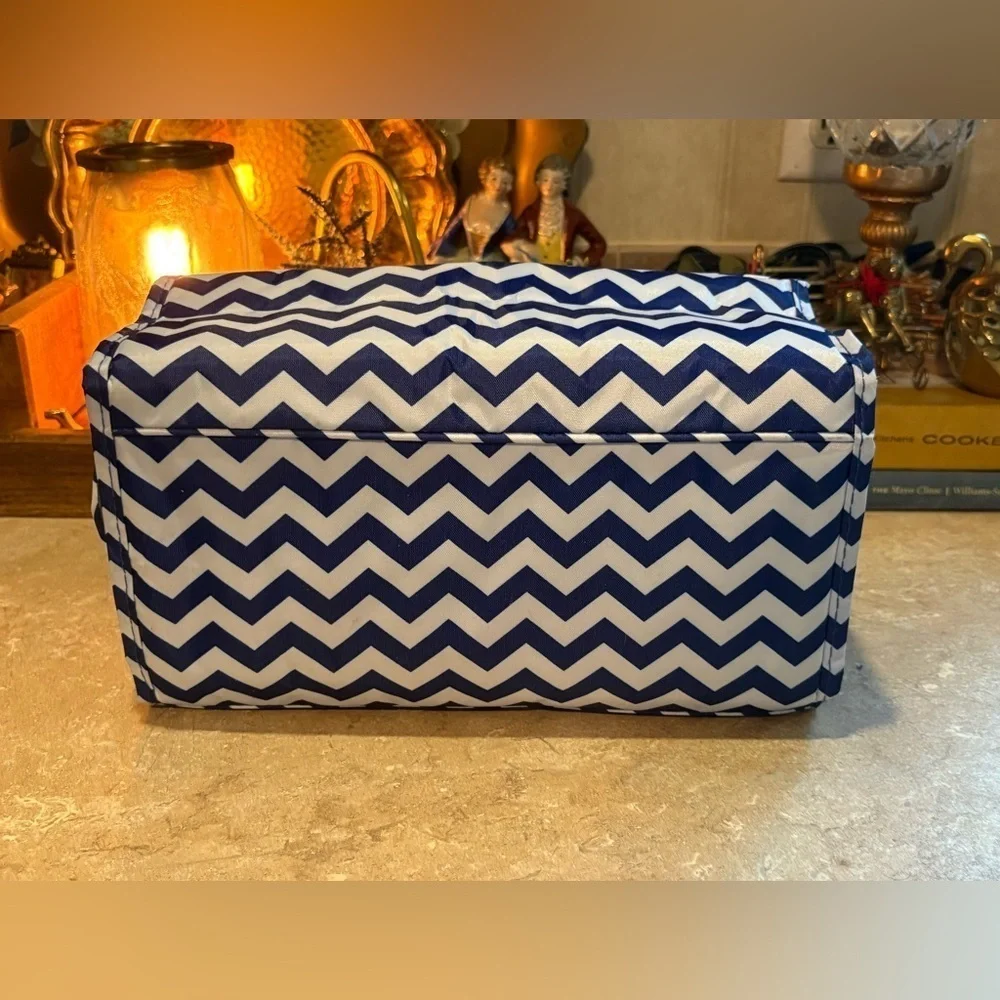 Chevron Pattern Cosmetic Bag with removable pouches.